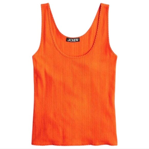 J. Crew Pointelle Tank Top Apertif Red Cotton Sleeveless Feminine Women's Large - Picture 3 of 10
